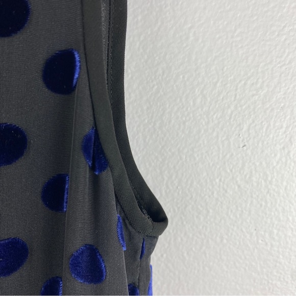 J. Crew Black Blue Polka Dot Sleeveless Silk Blend Dress Size 10 - Picture 9 of 13